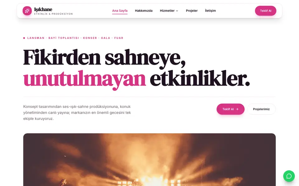 Etkinlik Organizasyonu · Vitrin şablonu