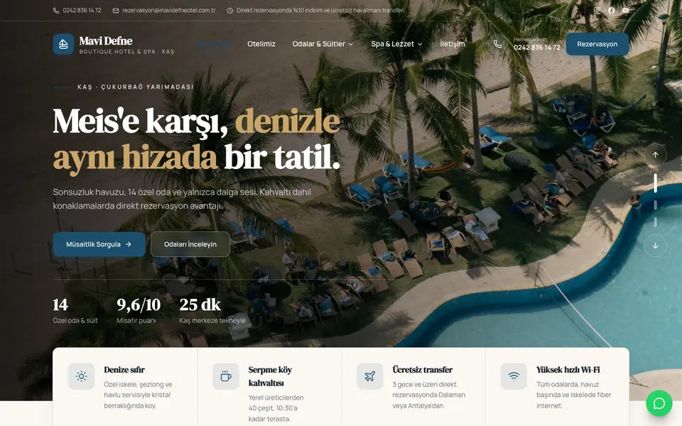 Butik Otel web sitesi şablonu