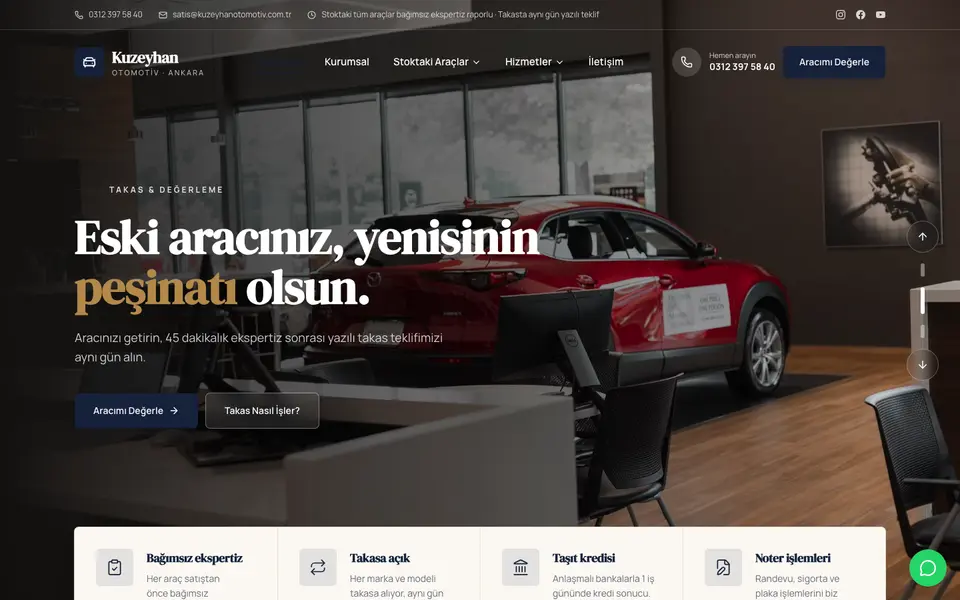 Oto Galeri web sitesi şablonu