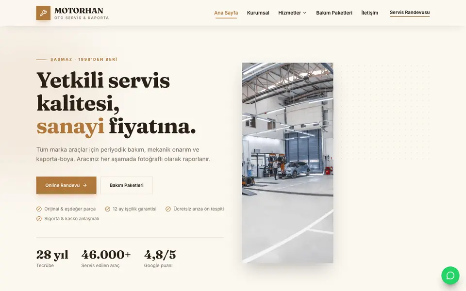Oto Servis · Atölye şablonu