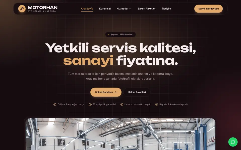 Oto Servis · Cam şablonu