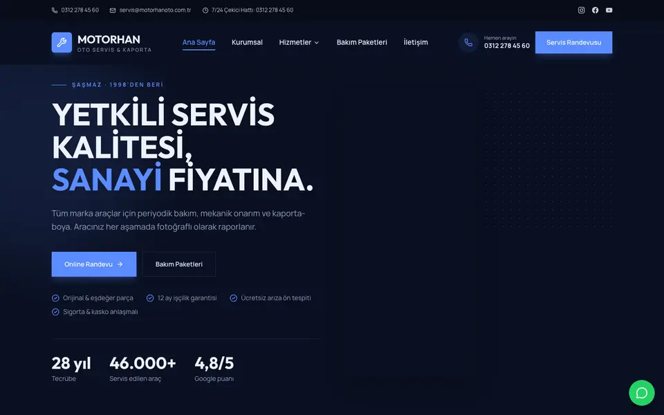 Oto Servis · Cesur şablonu