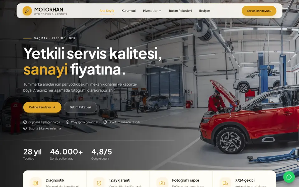 Oto Servis · Dinamik şablonu