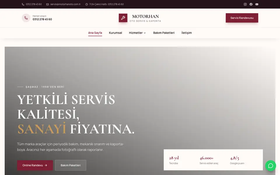 Oto Servis · Elit şablonu
