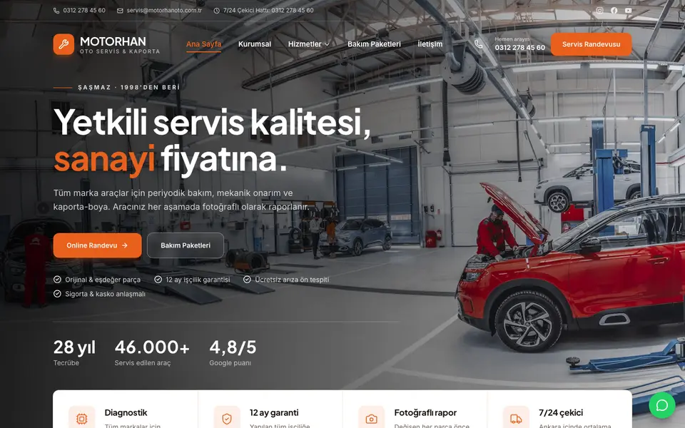 Oto Servis · Klasik şablonu