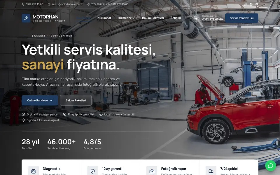 Oto Servis · Kurumsal şablonu