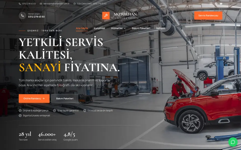 Oto Servis · Lüks şablonu