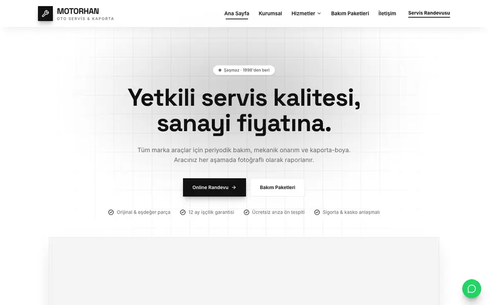 Oto Servis · Minimal şablonu