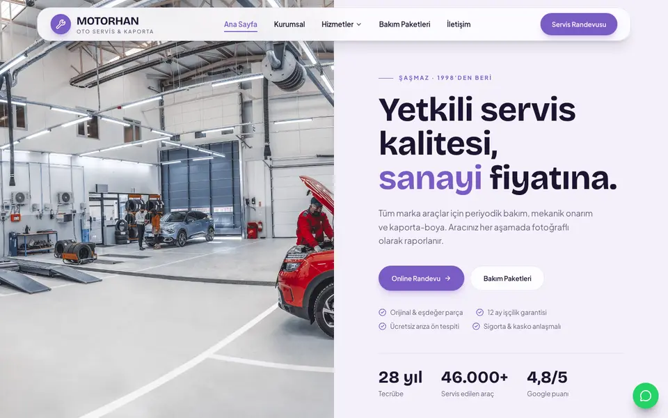 Oto Servis · Pastel şablonu