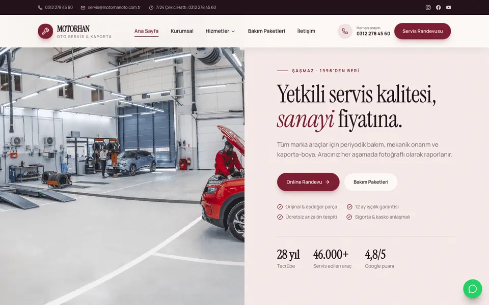 Oto Servis · Retro şablonu