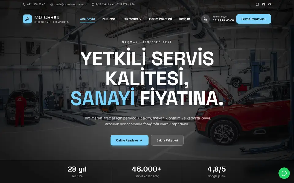 Oto Servis · Sahne şablonu