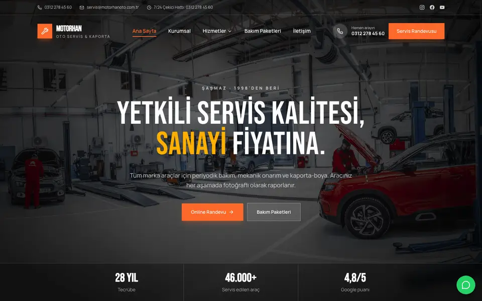 Oto Servis · Sinema şablonu