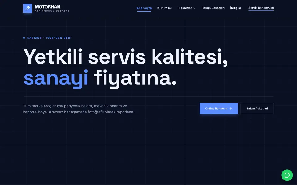 Oto Servis · Teknik şablonu