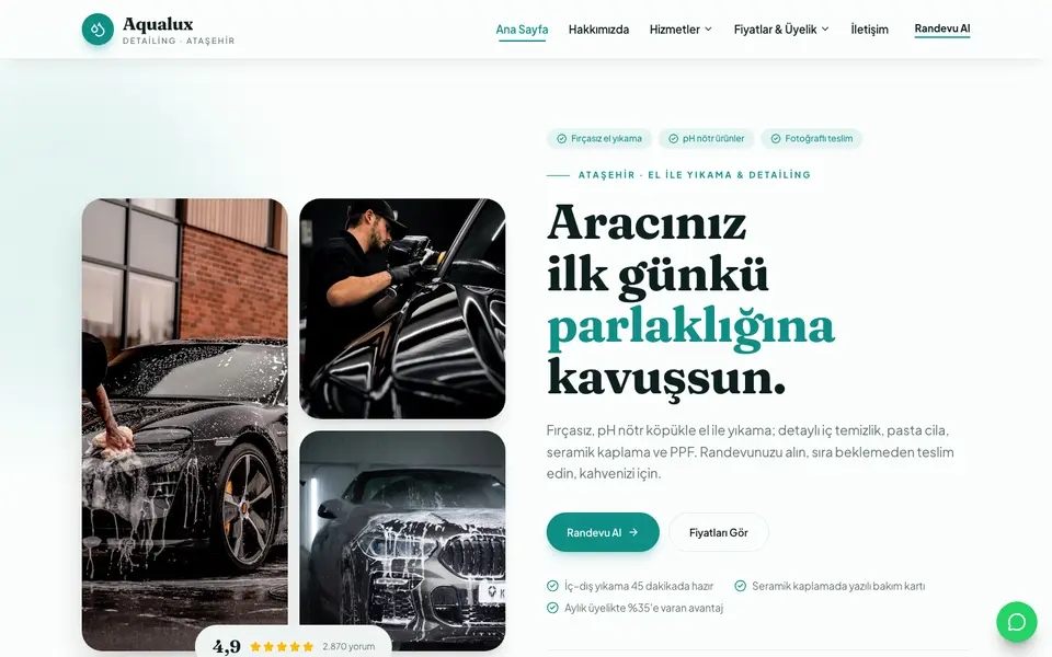Oto Yıkama & Detailing · Doğal şablonu