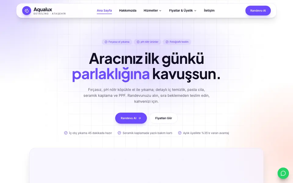 Oto Yıkama & Detailing · Kristal şablonu