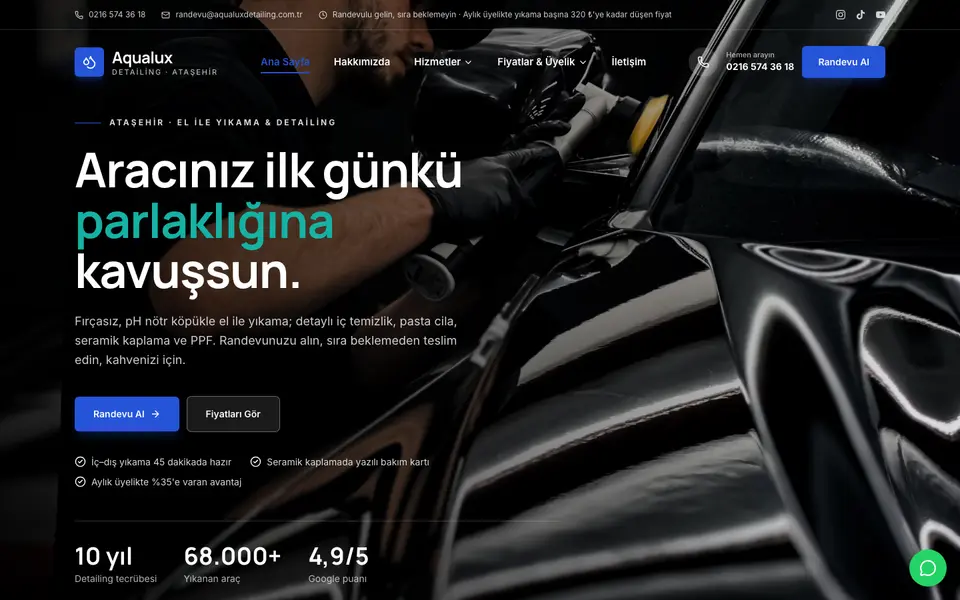 Oto Yıkama & Detailing · Kurumsal şablonu