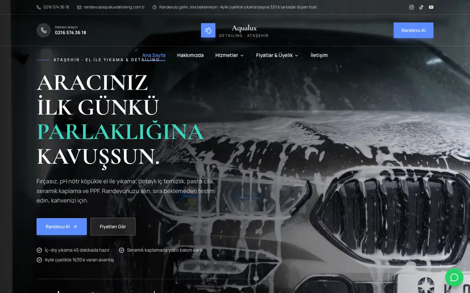Oto Yıkama & Detailing · Lüks şablonu