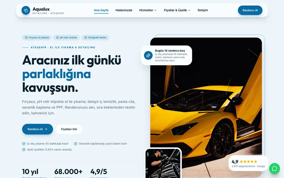 Oto Yıkama & Detailing · Modern şablonu