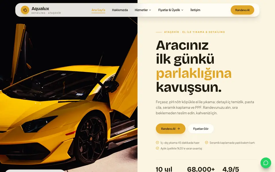 Oto Yıkama & Detailing · Pastel şablonu