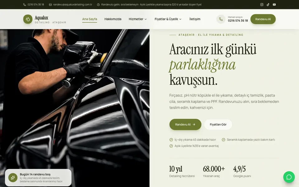 Oto Yıkama & Detailing · Retro şablonu