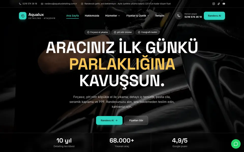 Oto Yıkama & Detailing · Sahne şablonu