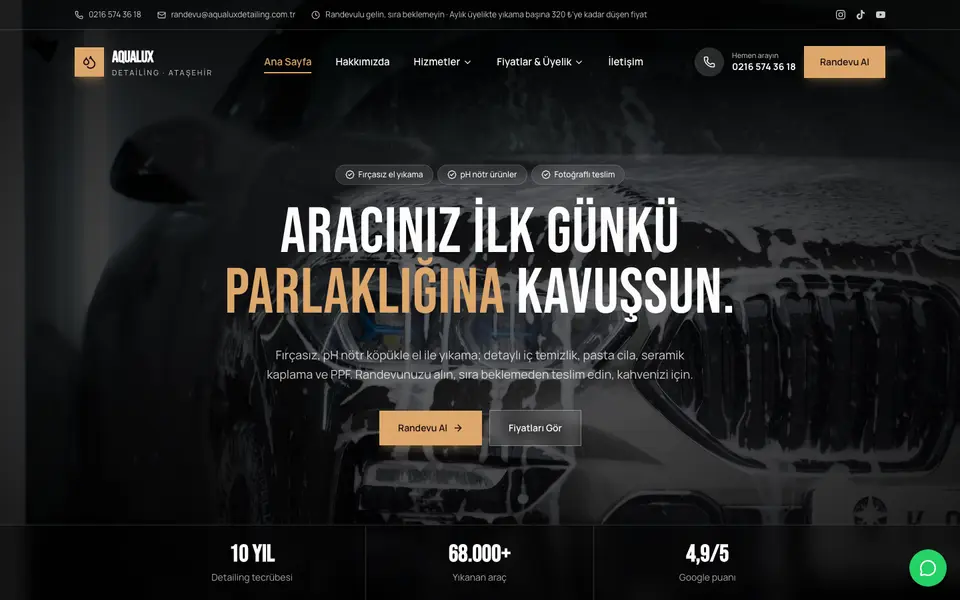 Oto Yıkama & Detailing · Sinema şablonu