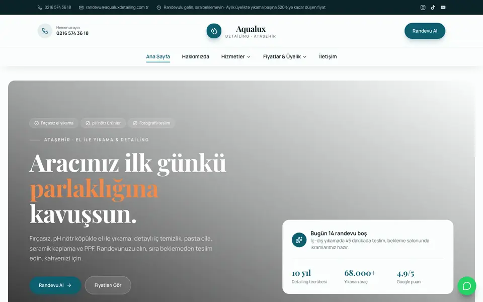 Oto Yıkama & Detailing · Zarif şablonu