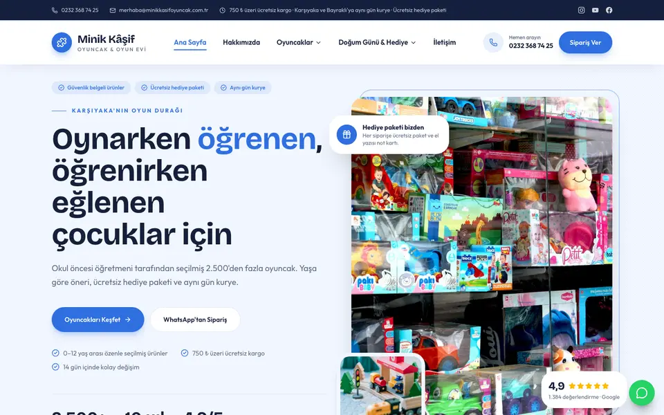 Oyuncakçı web sitesi şablonu