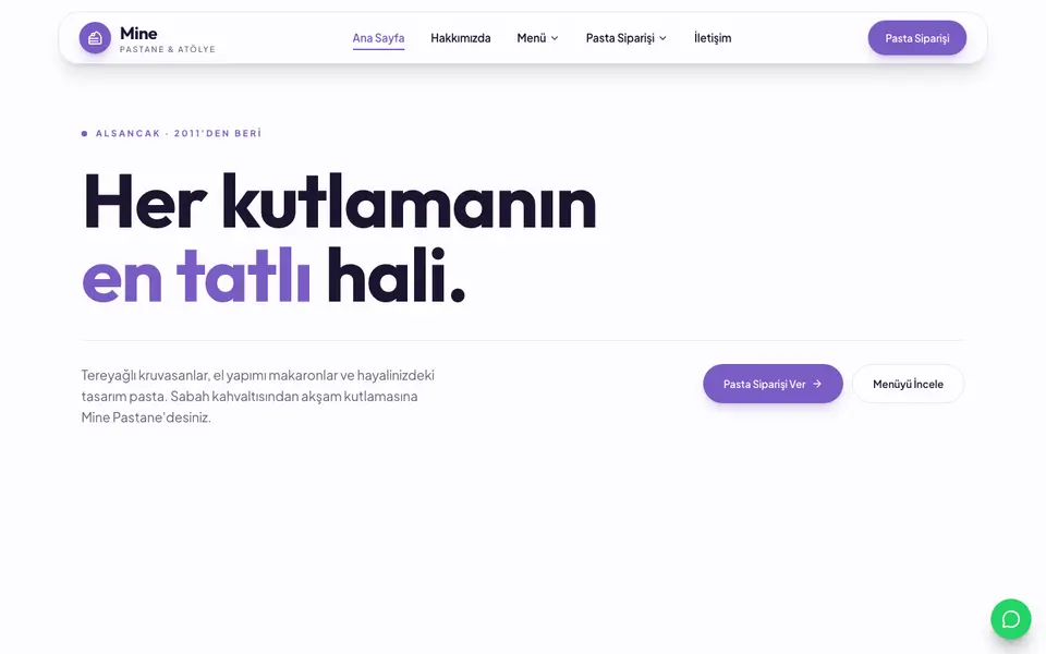 Pastane · Canlı şablonu