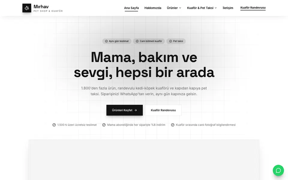 Pet Shop · Minimal şablonu