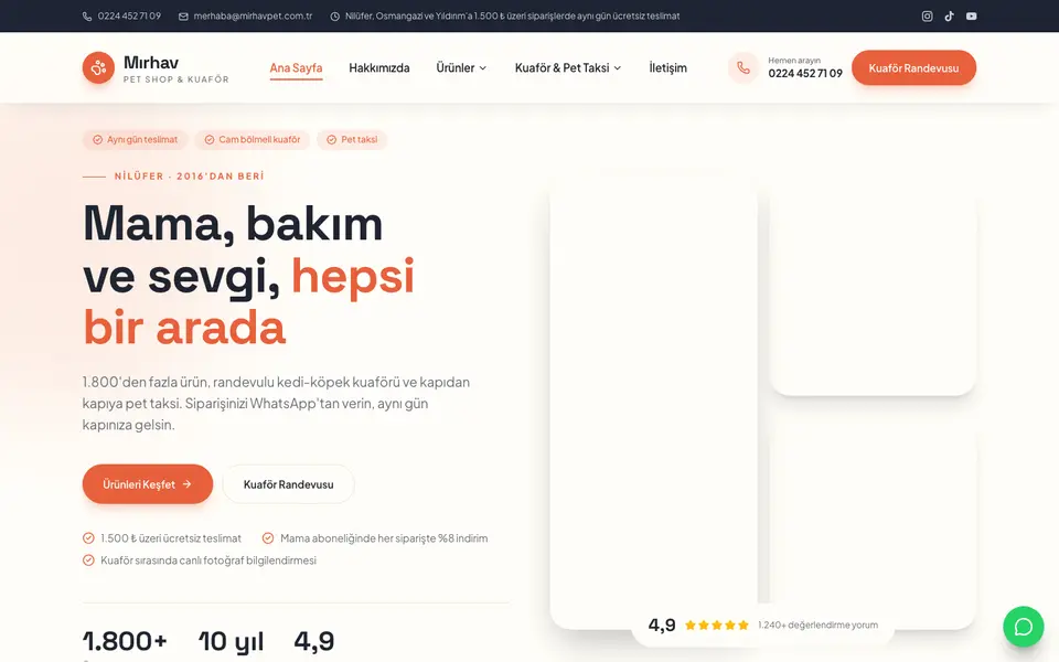 Pet Shop web sitesi şablonu