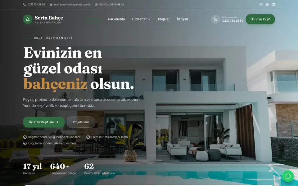 Peyzaj & Bahçe web sitesi şablonu