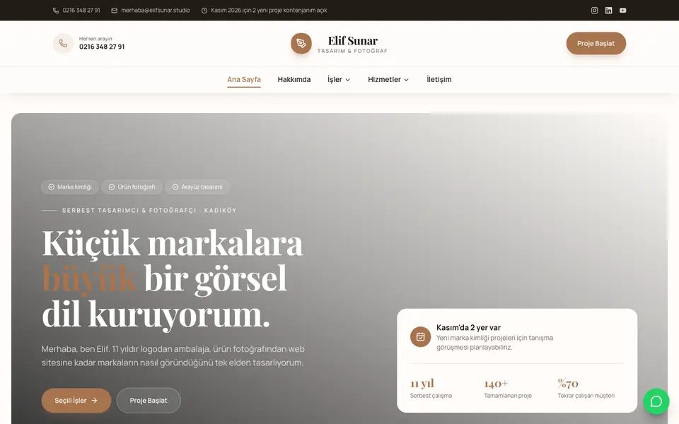 Kişisel Portfolyo · Zarif şablonu