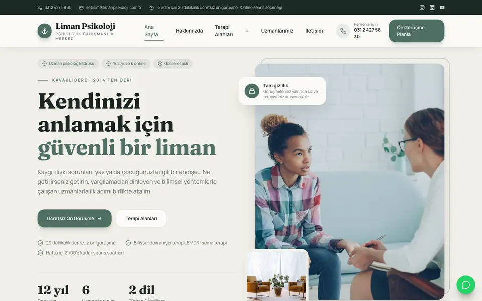 Psikolojik Danışmanlık web sitesi şablonu