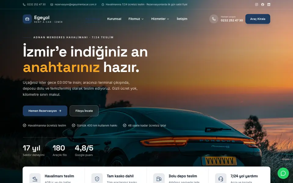 Araç Kiralama web sitesi şablonu