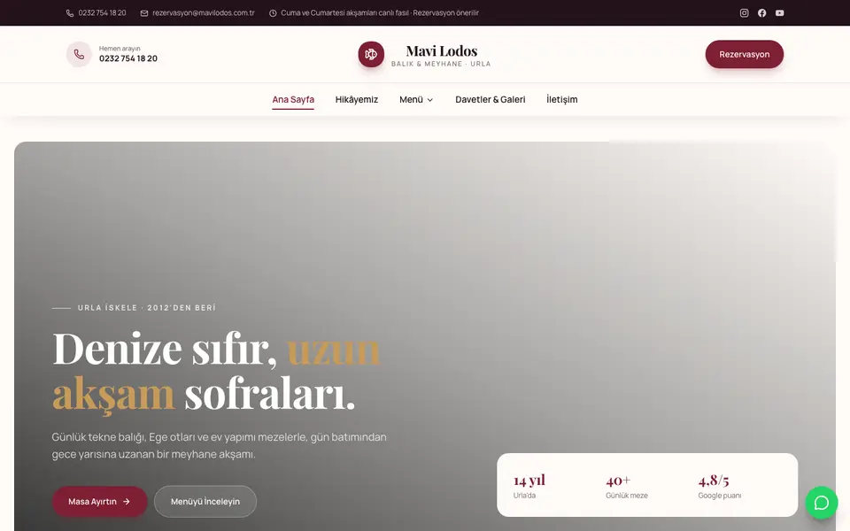 Restoran · Zarif şablonu