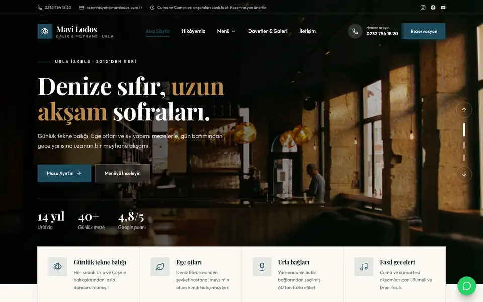 Restoran web sitesi şablonu