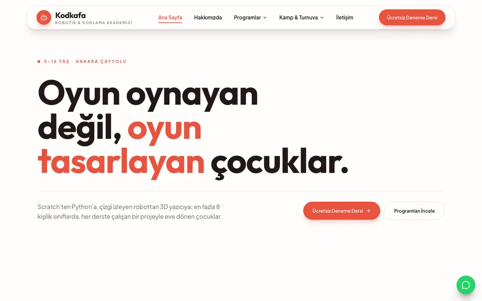 Robotik & Kodlama · Canlı şablonu