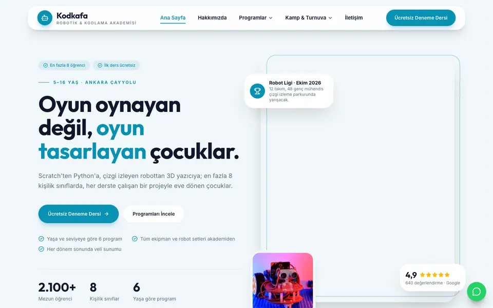 Robotik & Kodlama · Modern şablonu