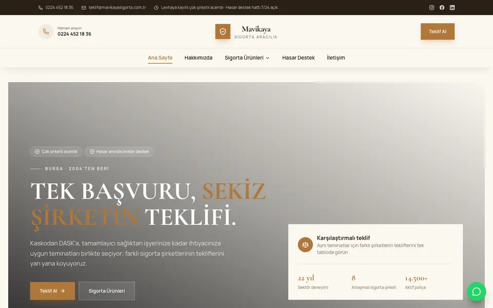 Sigorta Acentesi · Elit şablonu