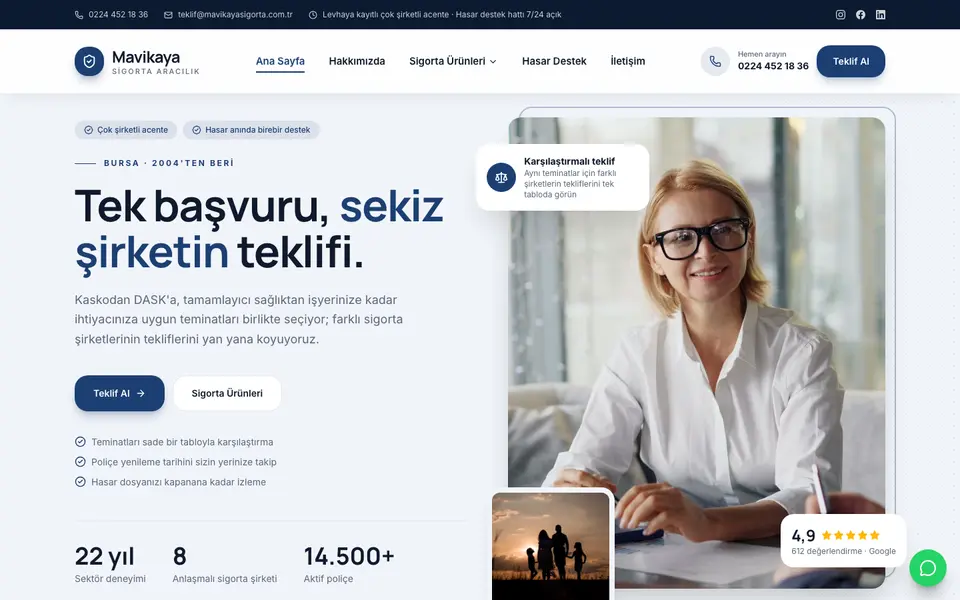 Sigorta Acentesi web sitesi şablonu