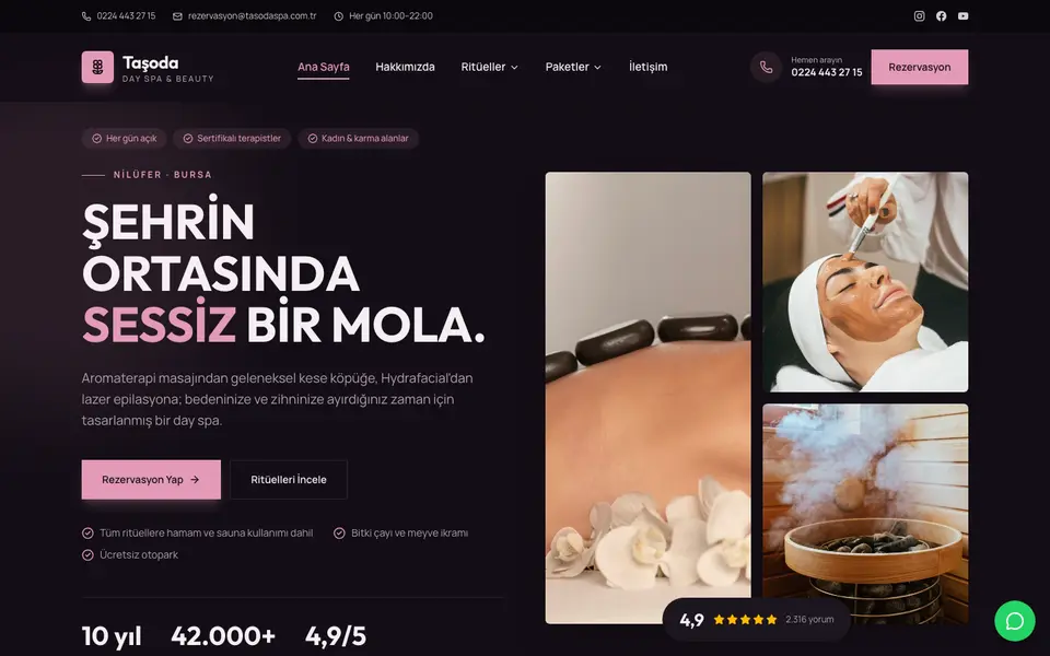 Spa & Güzellik Merkezi · Cesur şablonu