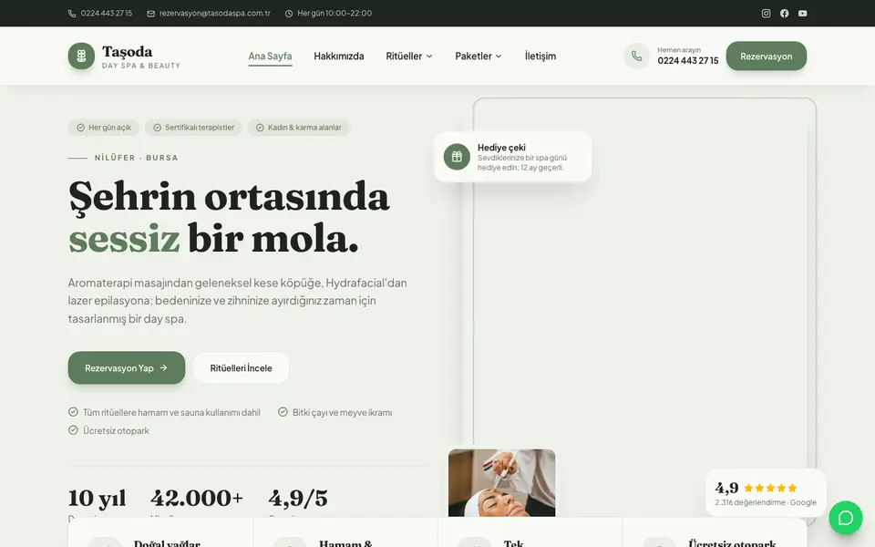 Spa & Güzellik Merkezi web sitesi şablonu