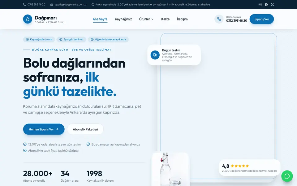 Su & Damacana web sitesi şablonu