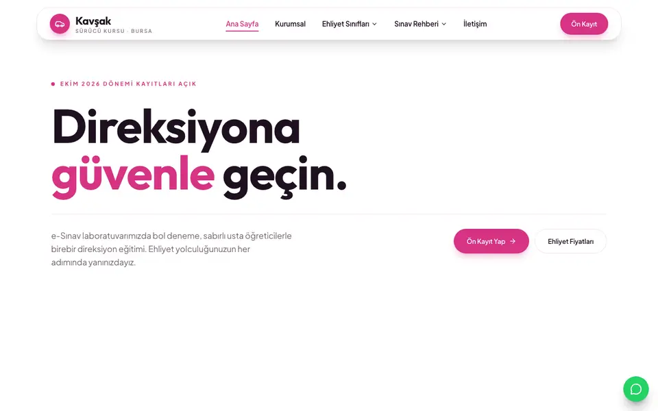 Sürücü Kursu · Canlı şablonu