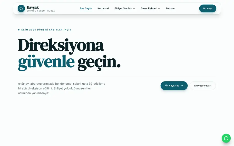 Sürücü Kursu · Vitrin şablonu