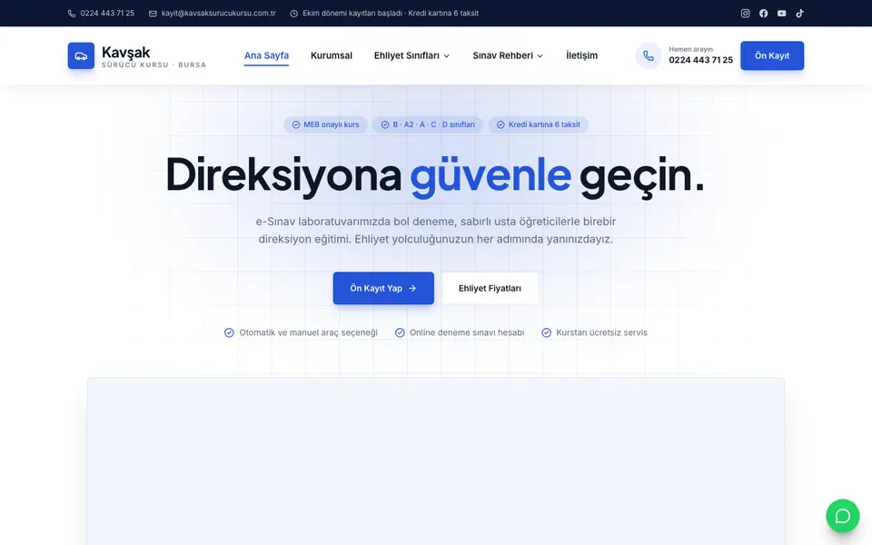 Sürücü Kursu web sitesi şablonu