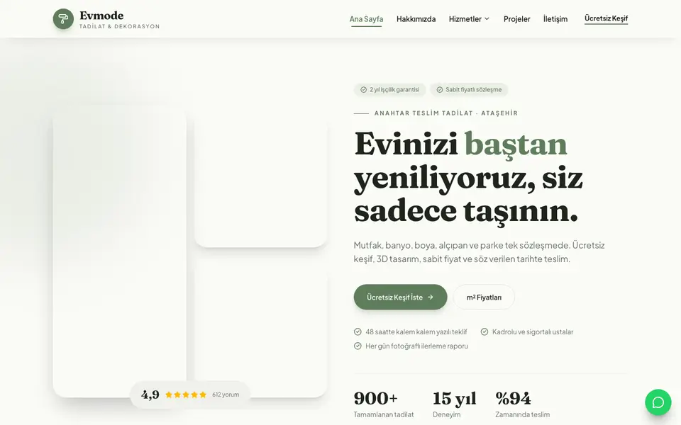 Tadilat & Dekorasyon · Doğal şablonu