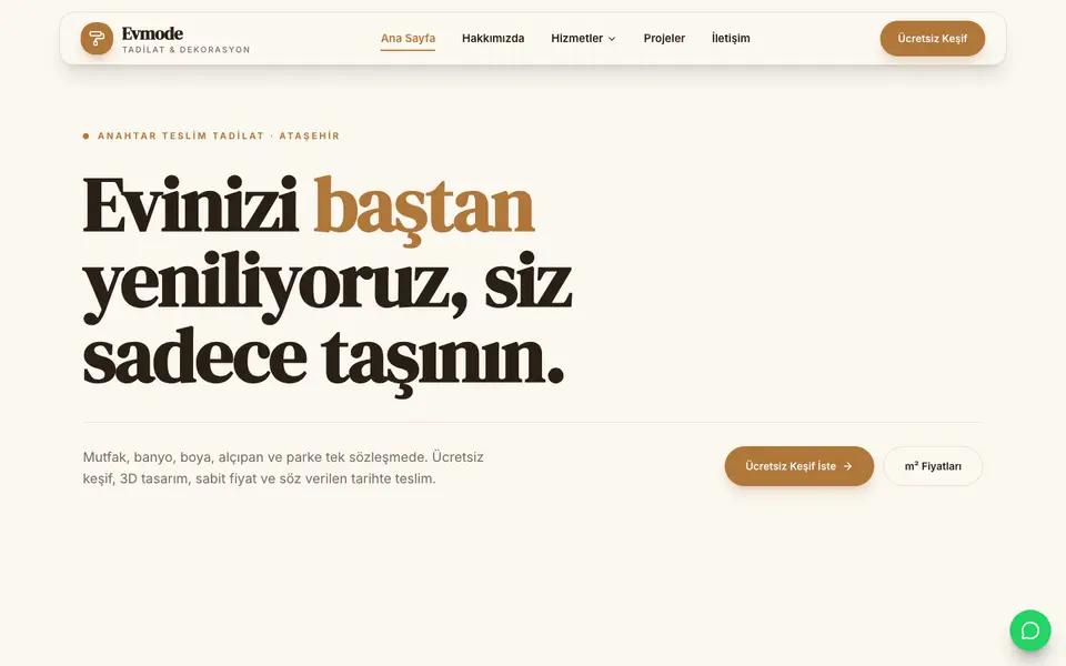 Tadilat & Dekorasyon · Vitrin şablonu