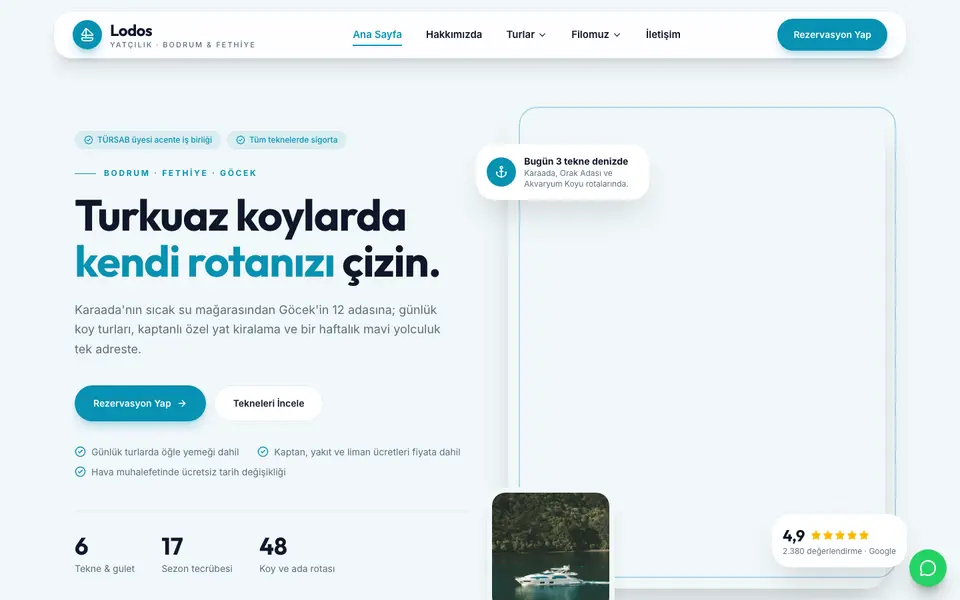 Tekne Turu & Yat Kiralama · Modern şablonu